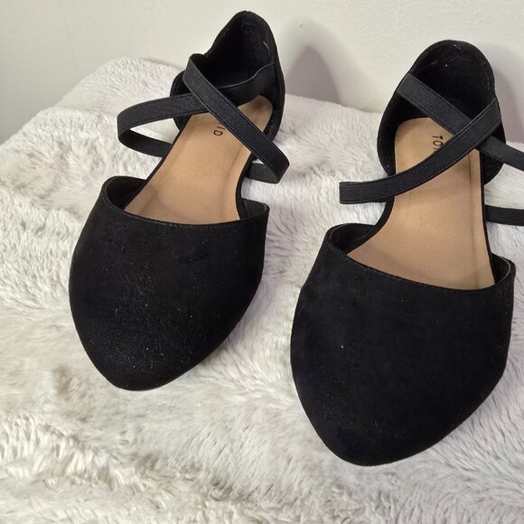 Torrid - 8WW - Black Faux Suede Elastic Crisscross Strap Flat - Picture 5 of 13